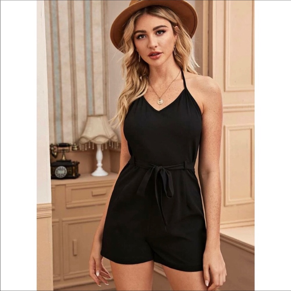 💥”Just In” Black Halter Top Romper💥